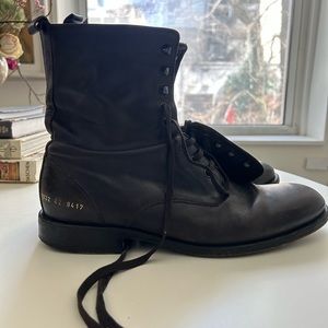 Common Project Brown Combat Boots